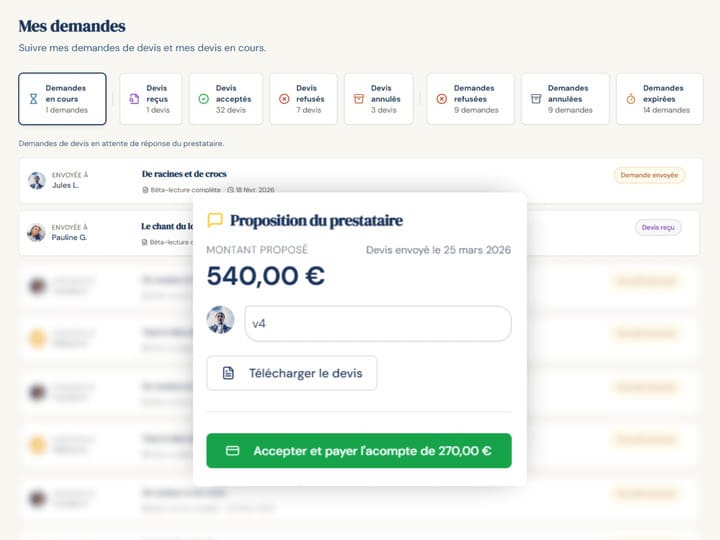 Illustration de l'étape 3 : comparaison et sélection de devis